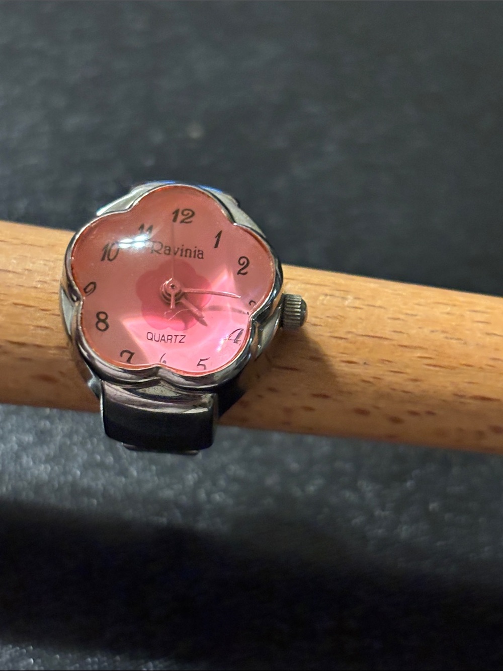 Pink Floral Quartz Ring Watch NOT RUNNING - Picture 4 of 11